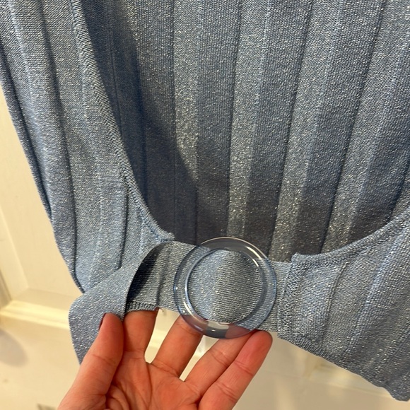 Blue Ribbed Women's Top - Picture 3 of 4